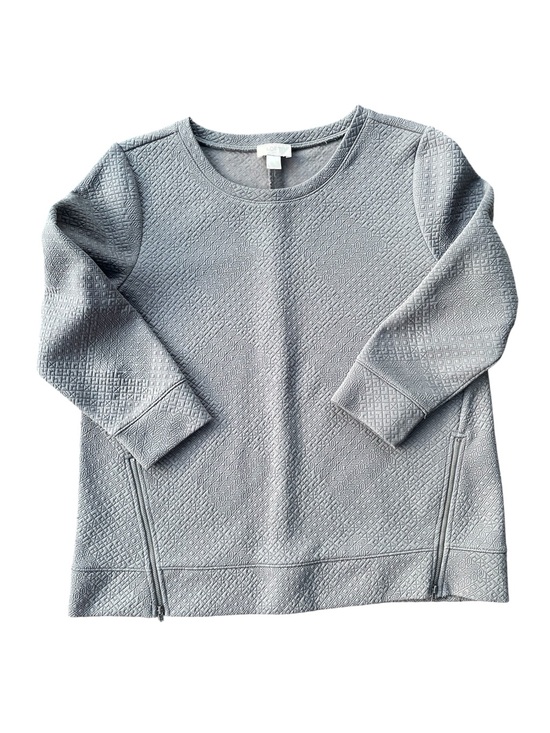 LOFT Tops - LOFT Textured Crewneck Top with 3/4 length sleeves- Gray